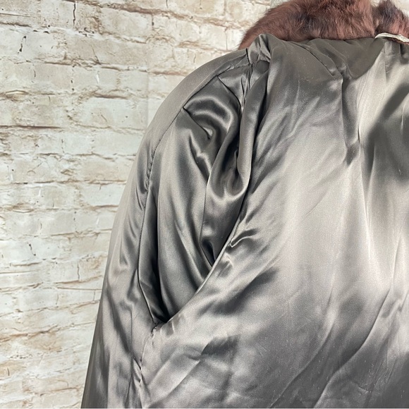 Real fur brown winter Coat Jacket large rabbit women’s - Picture 7 of 12